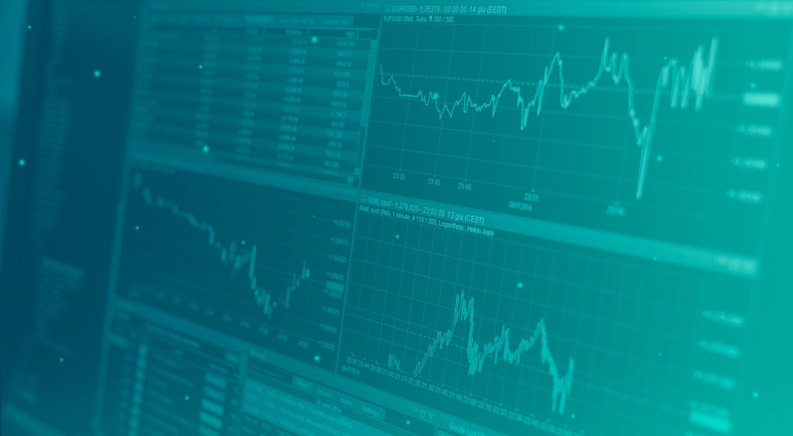 Illustration of data trendlines on a screen