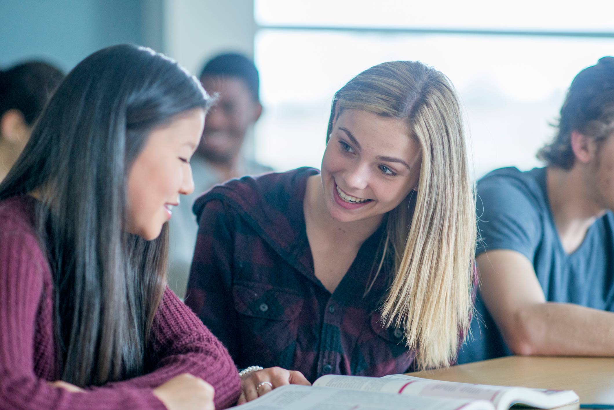 Smiling students chatting